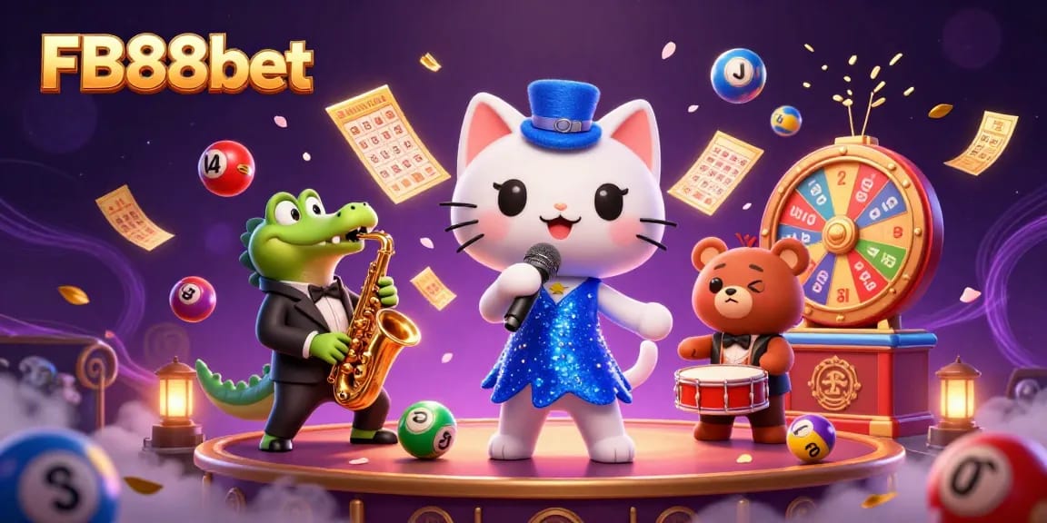 Join the excitement at FB88bet with vibrant characters and casino elements bringing the gaming experience to life.