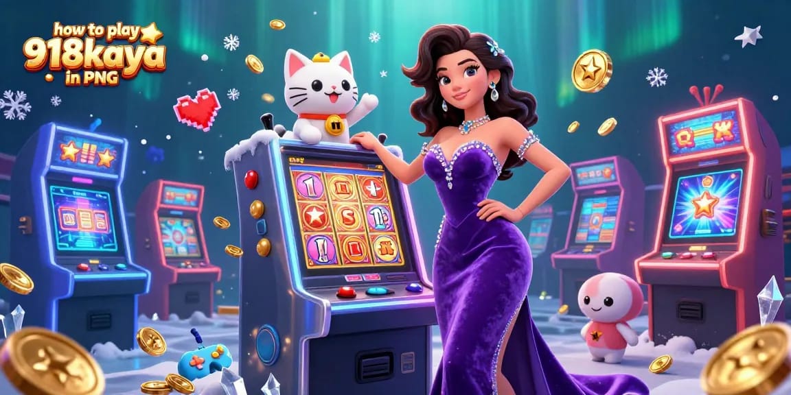 Learn how to play 918kaya in PNG with this vibrant casino scene showcasing jackpot excitement.