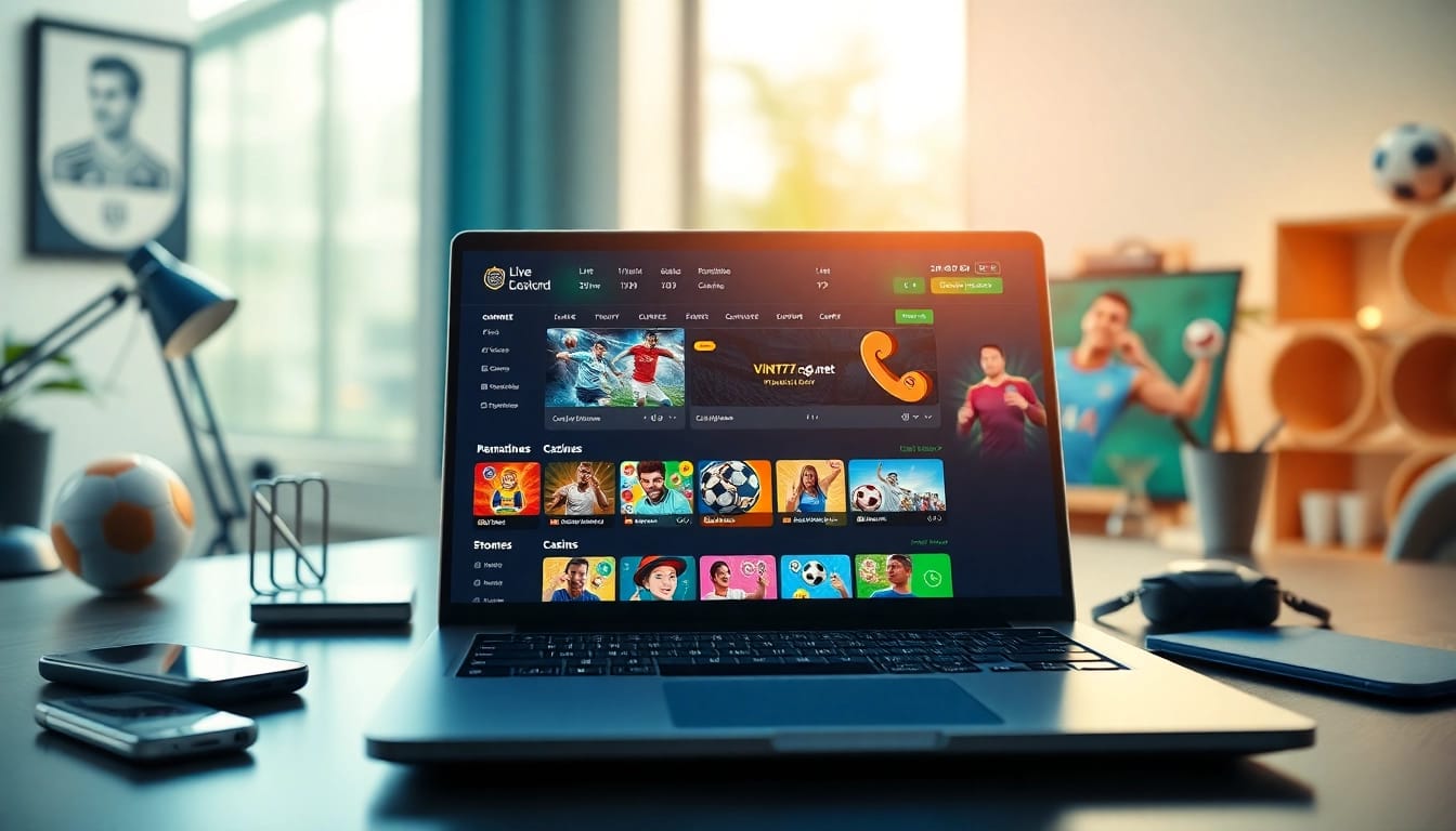 Engaging online betting platform interface featuring vin777.gb.net with dynamic game graphics and promotional offers.