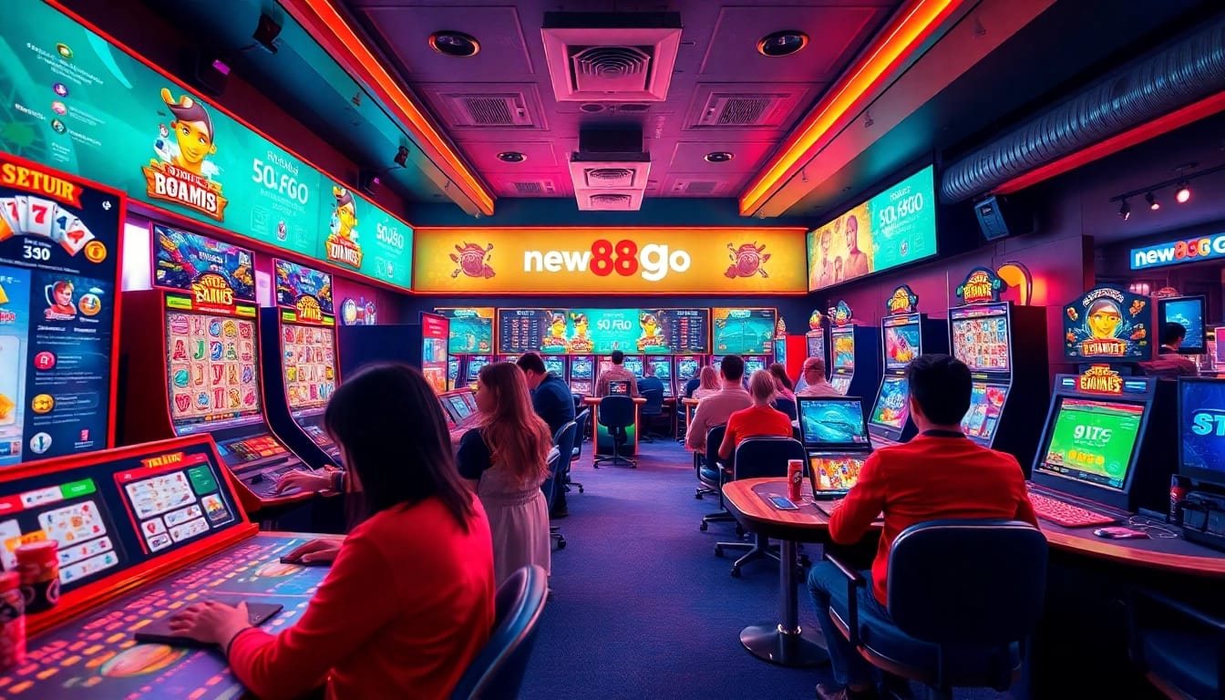 Engaging online gambling experience with new88go.com interface featuring diverse games and vibrant colors.