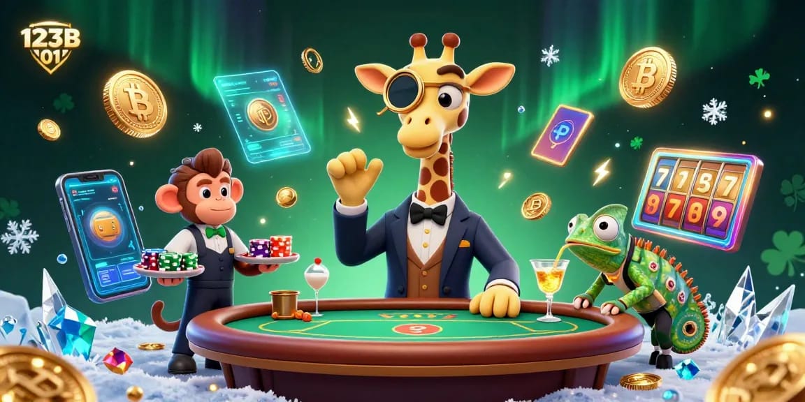 Play high-stakes poker with 123B 01 in a vibrant casino scene featuring 3D characters.