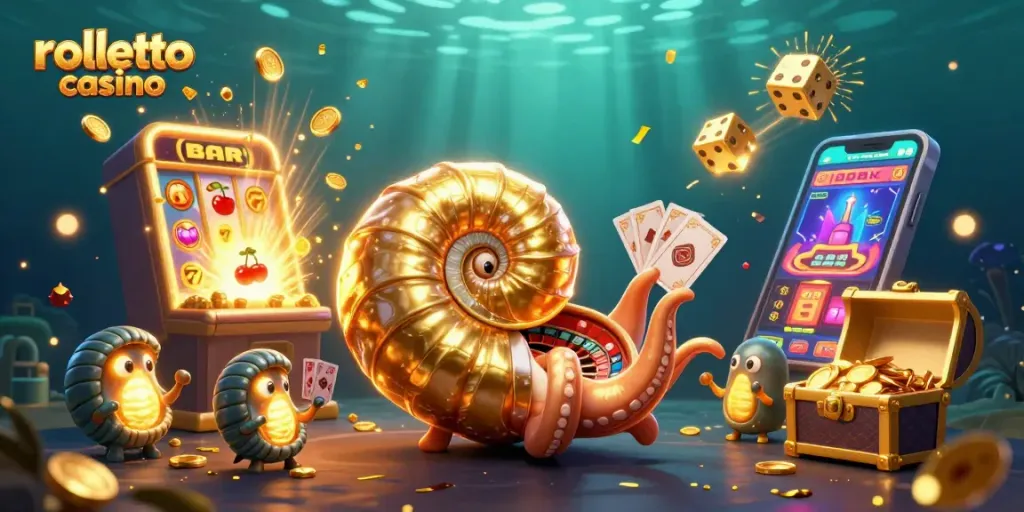 Experience the thrill of rolletto casino with a vibrant 3D illustration of jackpot games.