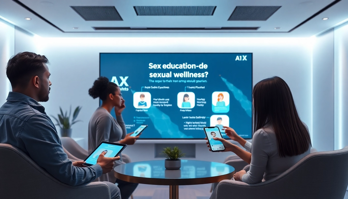 Interactive AI sex education platform showcasing diverse engagement with technology.