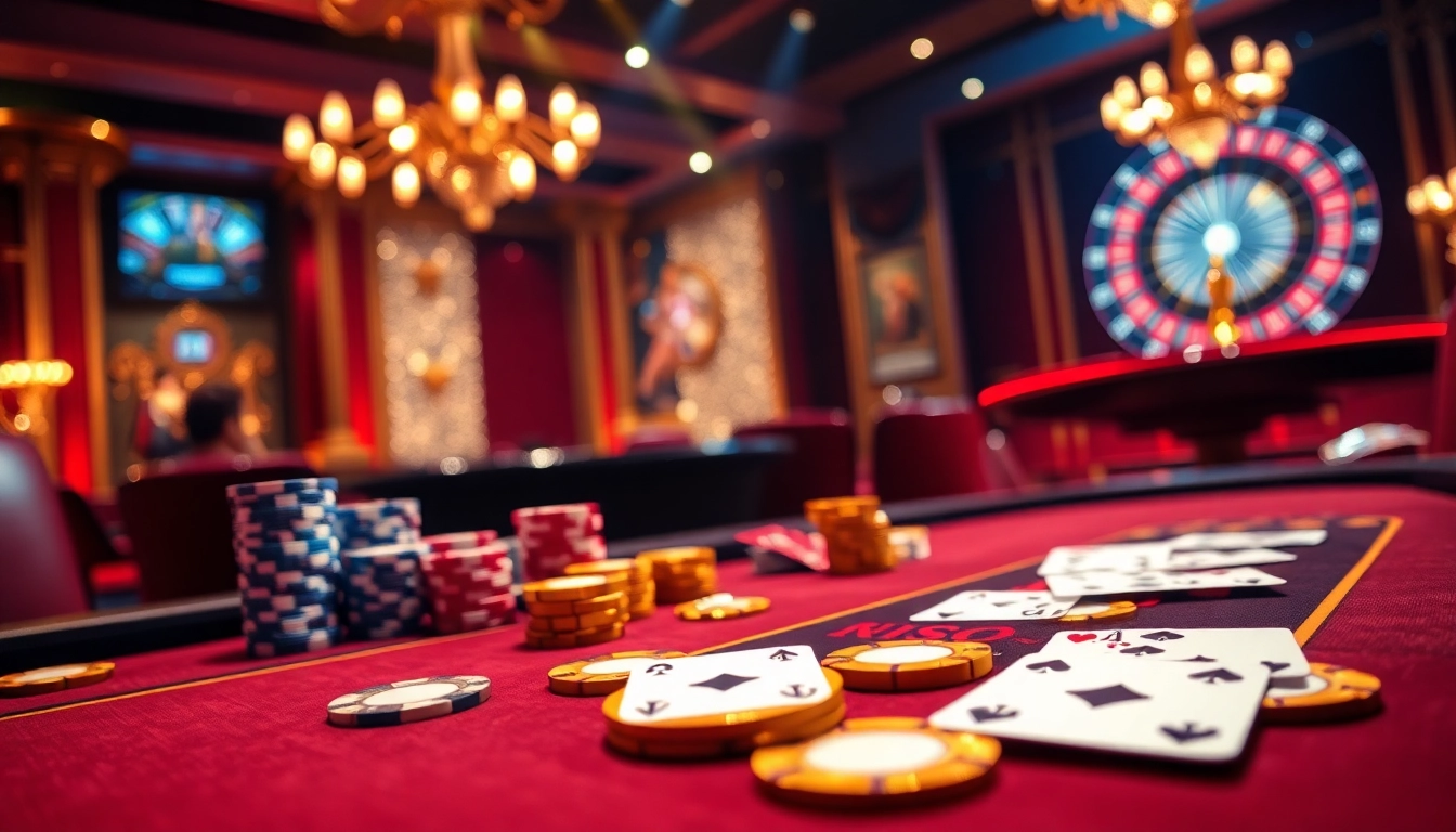Intense gameplay scene showcasing sex games ai at a luxurious casino table with vibrant poker chips.
