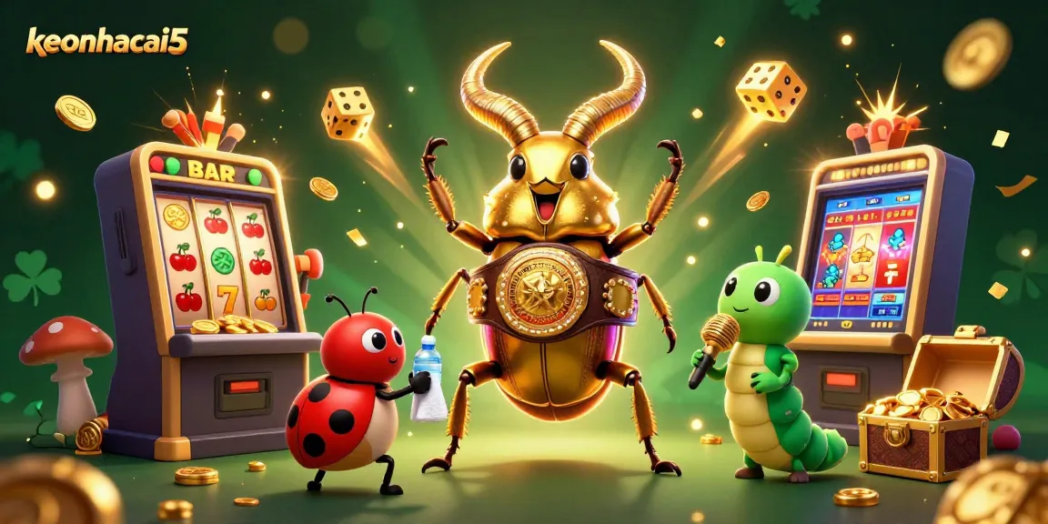 Experience the excitement of keonhacai5 with glowing characters and dynamic casino elements bursting forth.