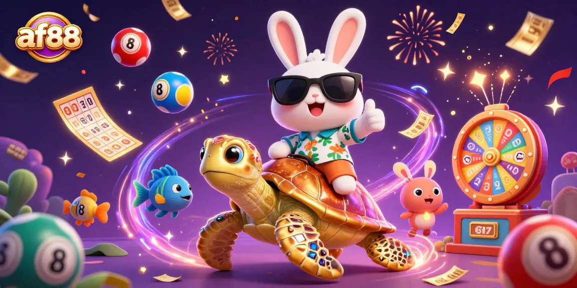 Experience the excitement of gaming at af88 with vibrant lottery elements and dynamic 3D characters.
