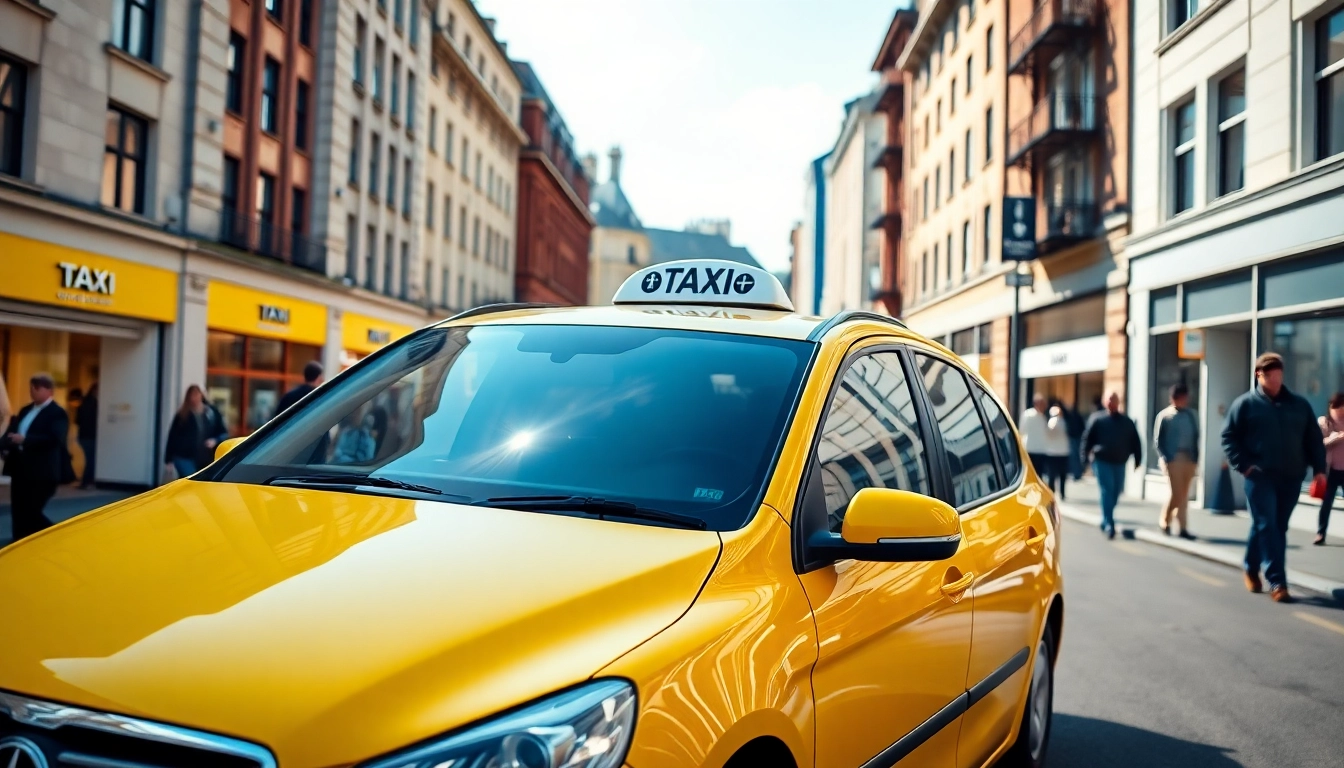 Woking taxi service showcasing a sleek vehicle in an urban setting, highlighting travel convenience.