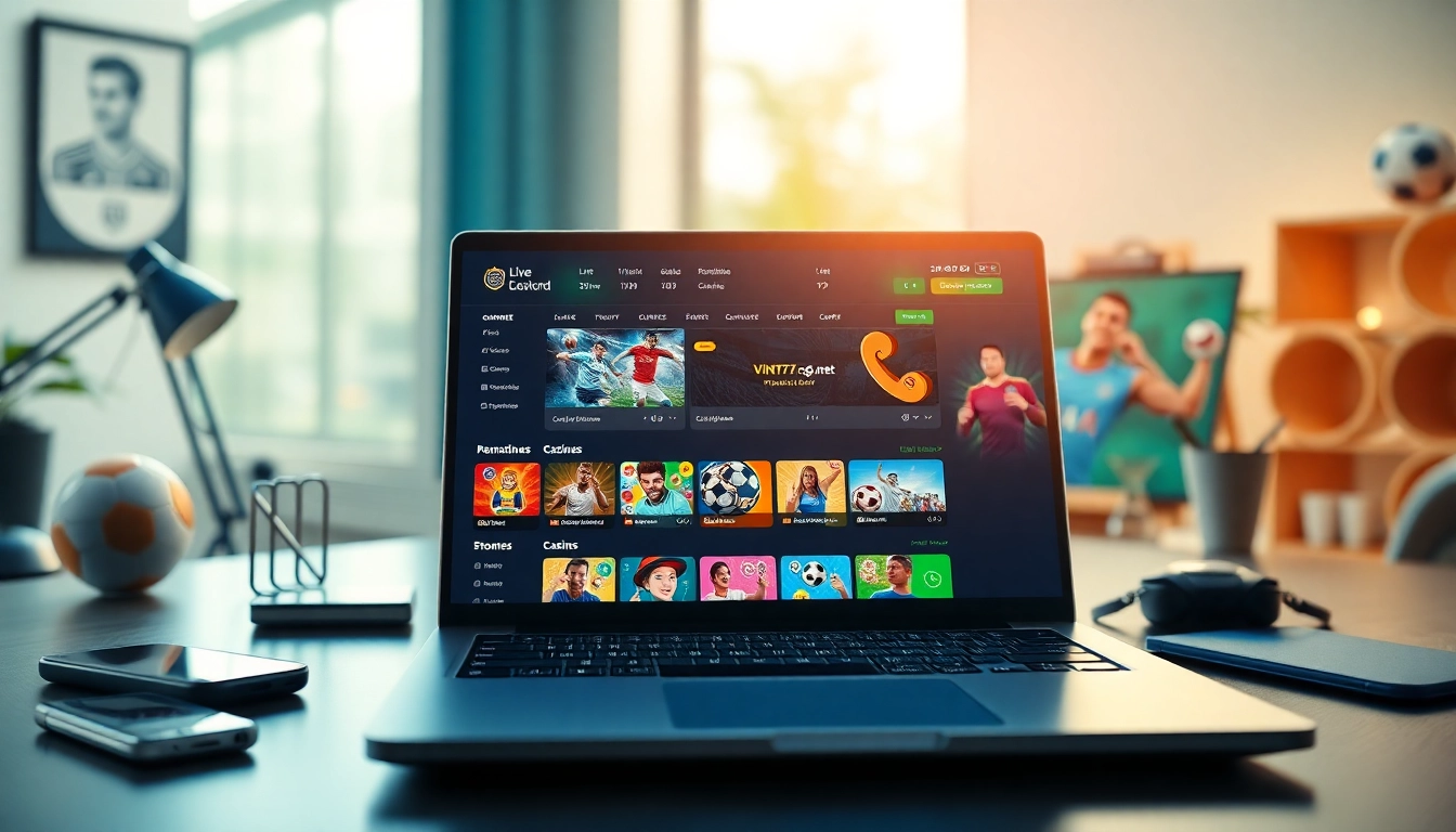 Engaging online betting platform interface featuring vin777.gb.net with dynamic game graphics and promotional offers.