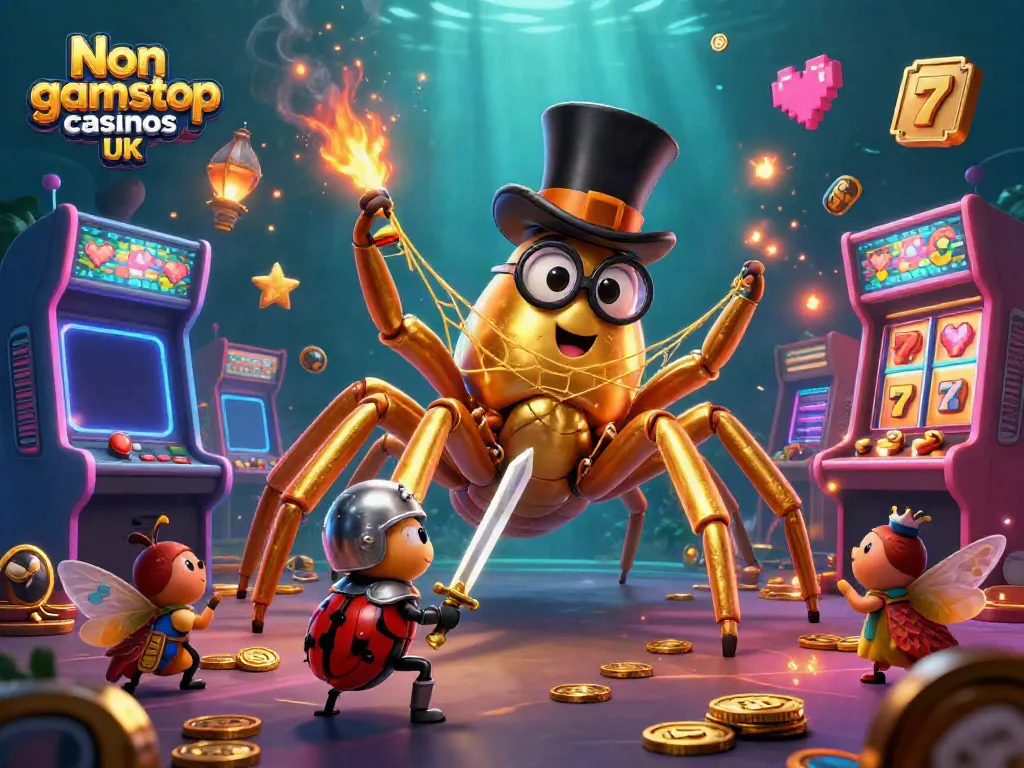 Engaging scene featuring characters in Non gamstop casinos UK, illustrating a dynamic casino atmosphere.