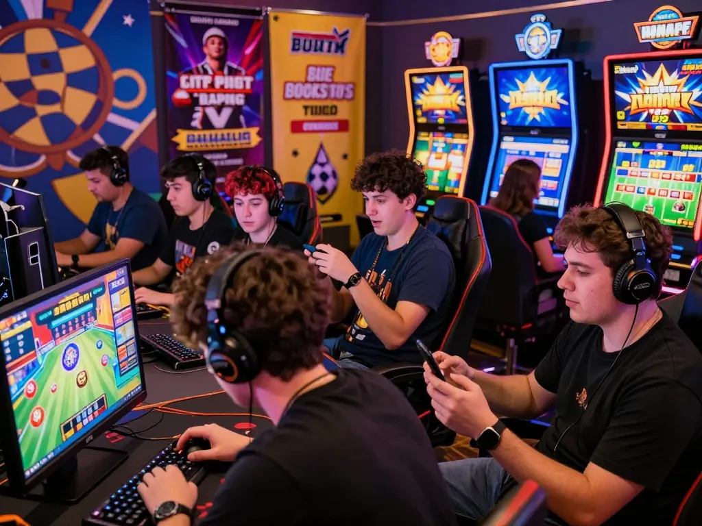 Players enjoying sun win online games with vibrant graphics and exciting promotions in a lively atmosphere.