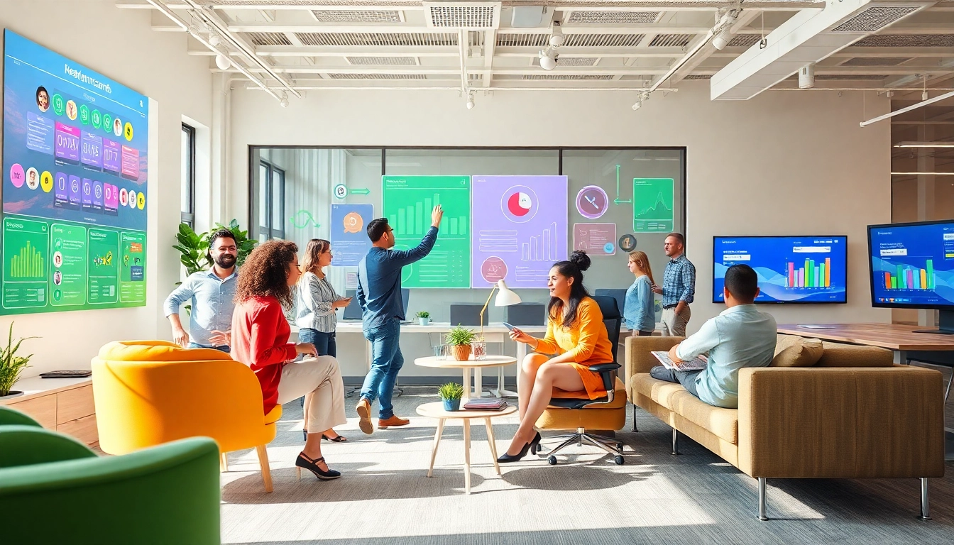 Employees actively participating in business gamification with engaging leaderboards and rewards.