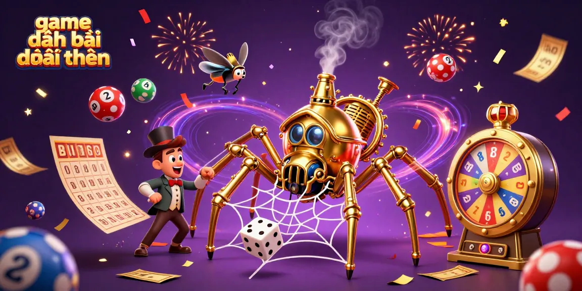 Win big with game đánh bài đổi thưởng surrounded by colorful casino elements and a detailed steampunk atmosphere