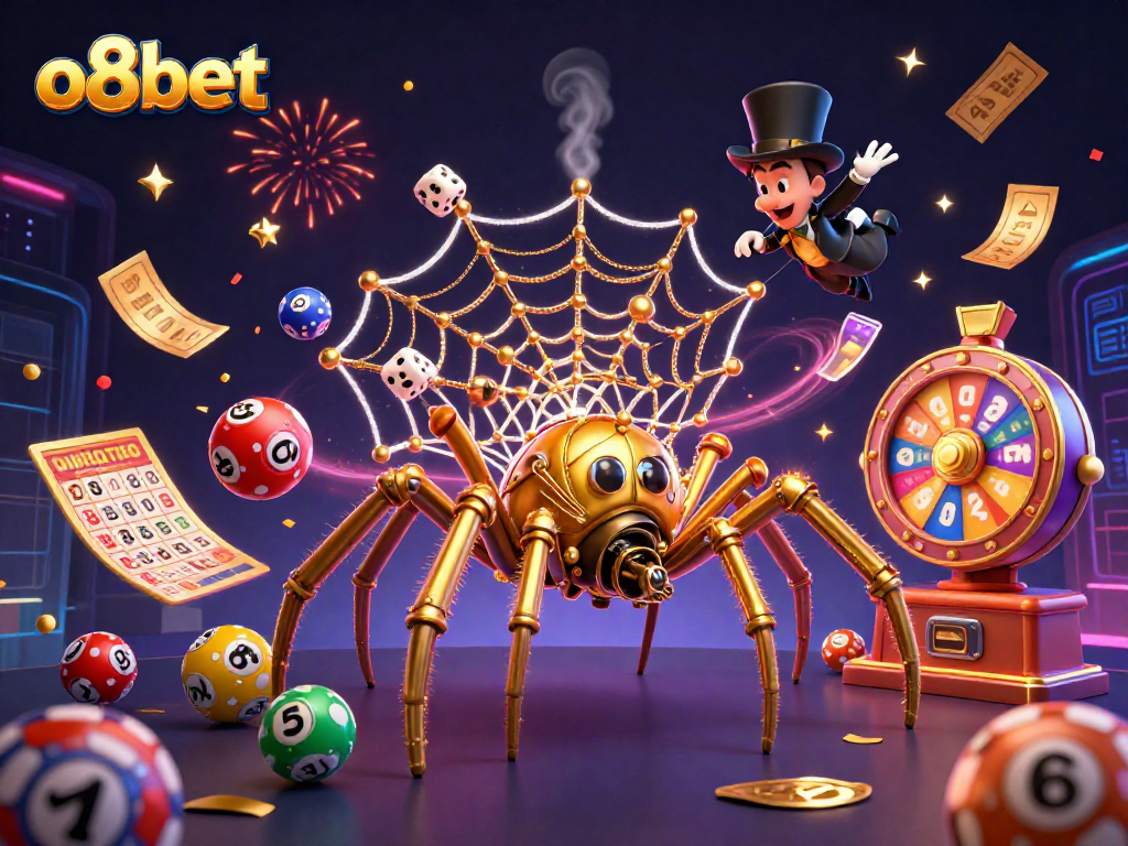 Experience excitement with o8bet's vivid steampunk casino scene featuring dynamic lottery elements.