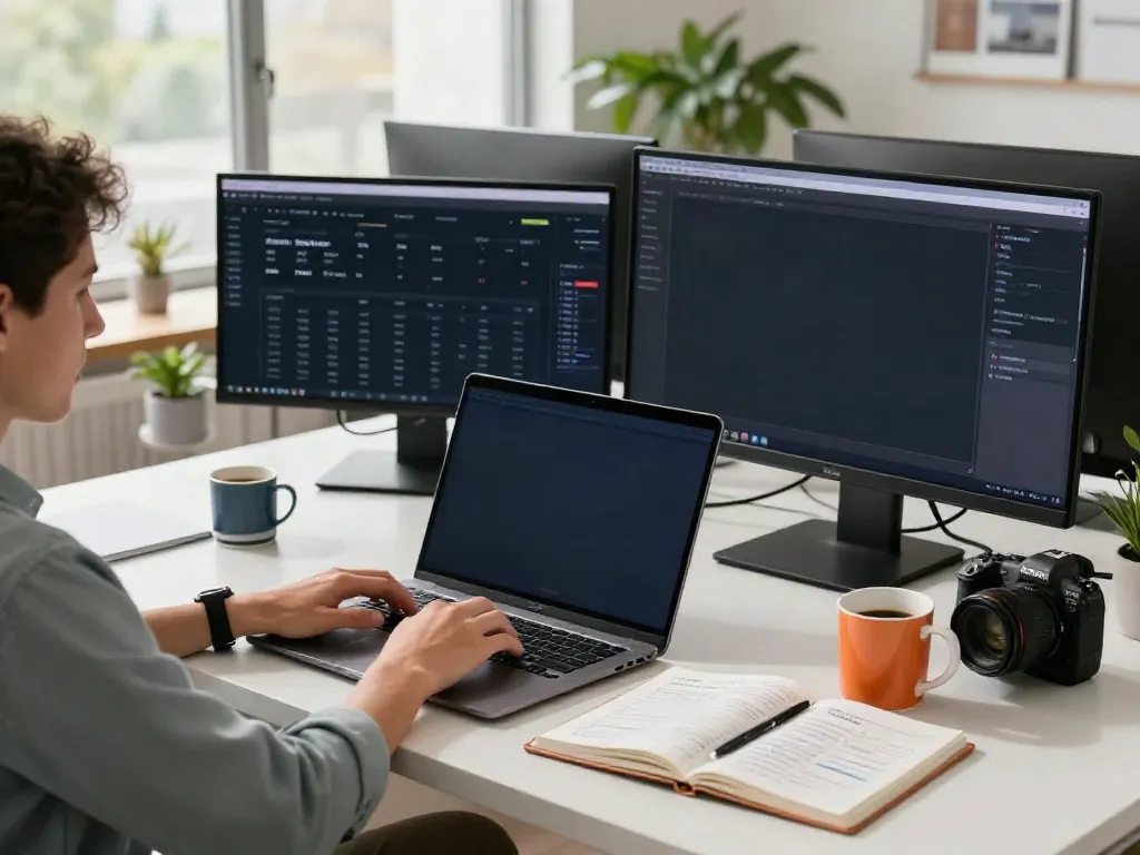 Digital marketer analyzing instant indexing strategies in a bright workspace
