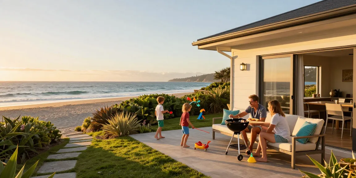 Holiday let management company facilitating family-friendly beach house rentals with stunning sunset views.