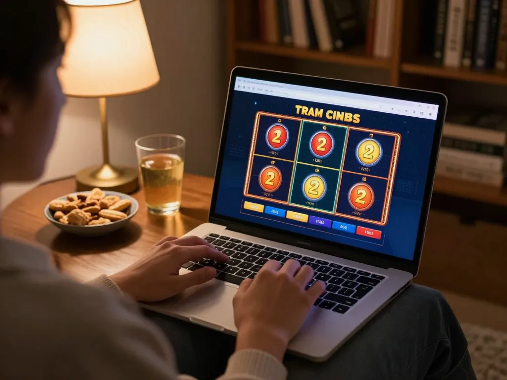 Experience online gambling at home with a cozy setup for playing casino games and tracking odds.