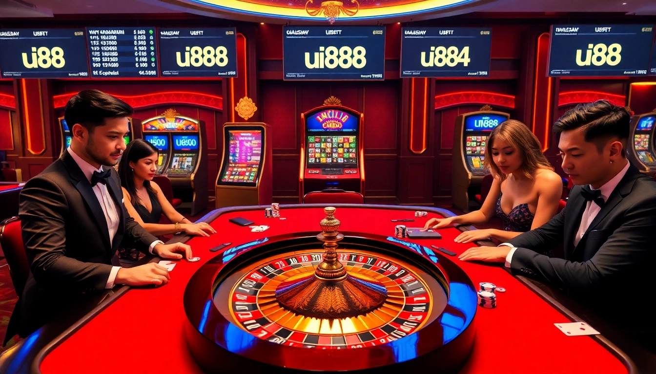 Experience thrilling gameplay at the uu88 casino, showcasing roulette and poker excitement.
