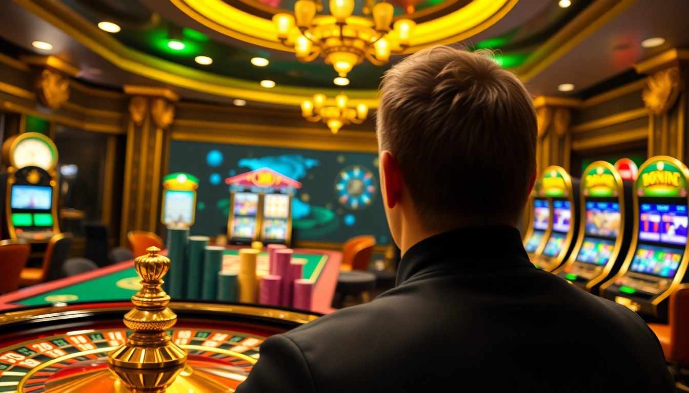 Engage in thrilling gameplay at rikvip.gb.net, featuring intense poker and roulette action in a vibrant casino setting.