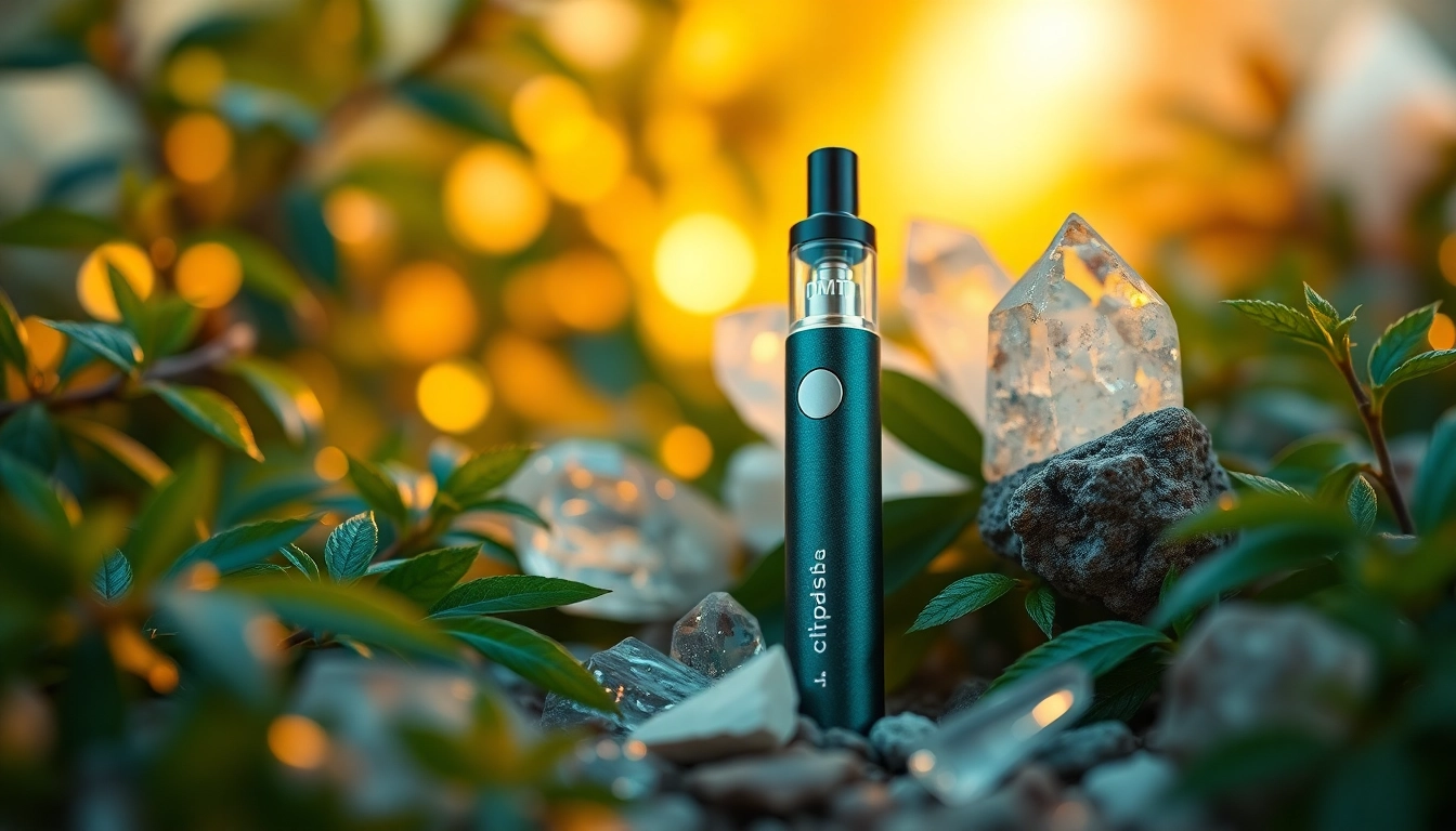 Buy DMT vape pen surrounded by natural elements, showcasing its quality and appeal.